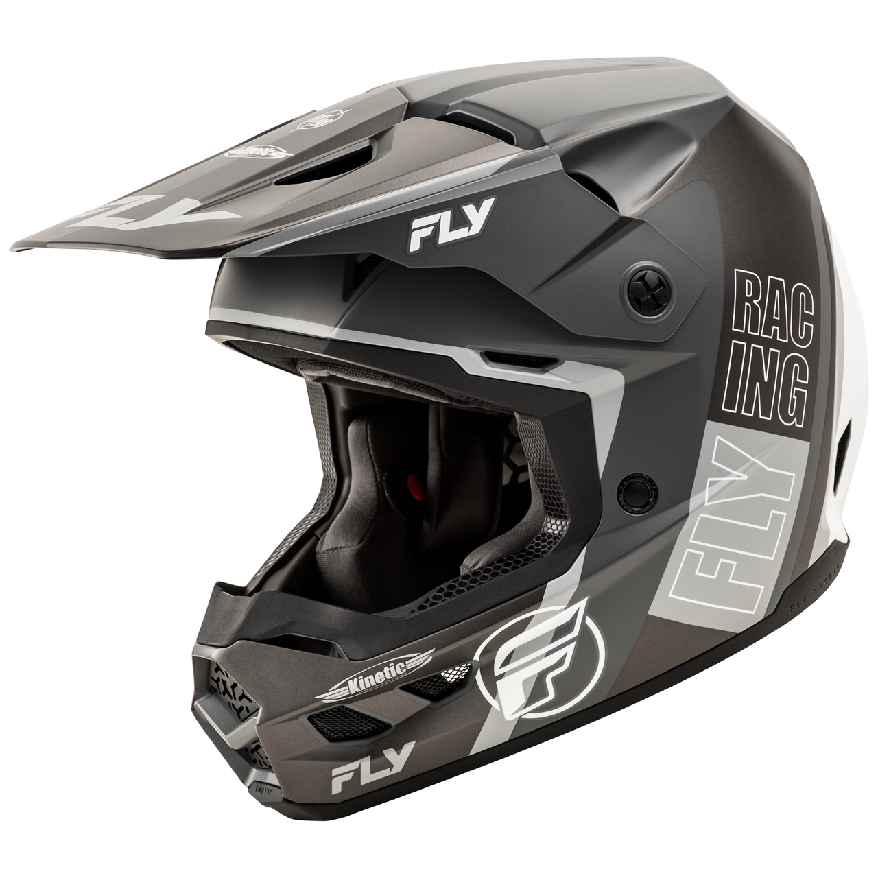 Fly Racing 2025 Kinetic Rally Helmet (Matte Grey/Black/White)