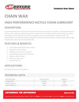 Maxima Bike Chain Wax (Chain Lube) Parafilm Formula 118ml (12 Per Box) Data Sheet