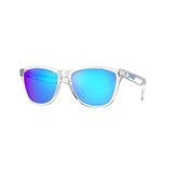 Oakley Frogskins Sunglasses Adult (Clear) Prizm Sapphire Lens Front Left Oakley Frogskins Sunglasses Adult (Clear) Prizm Sapphire Lens Front Left