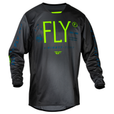 Fly Racing 2024 Youth Kinetic Prodigy Jersey (Charcoal/Neon Green/True Blue) Front