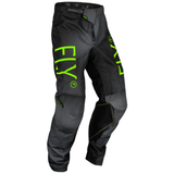 Fly Racing 2024 Youth Kinetic Prodigy Pants (Charcoal/Neon Green/True Blue) Front Right