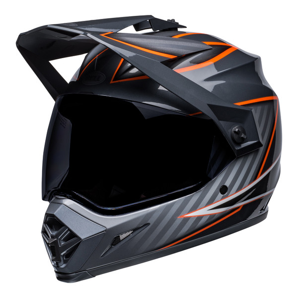 Bell MX 2023 MX-9 Adventure Mips Adult Helmet (Dalton Black/Orange) Front Left Dark Visor