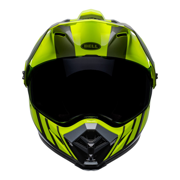 Bell MX 2023 MX-9 Adventure Mips Adult Helmet (Dash Hi-Viz Yellow/Grey) Front Dark Visor