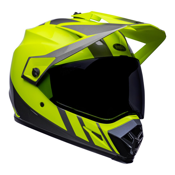Bell MX 2023 MX-9 Adventure Mips Adult Helmet (Dash Hi-Viz Yellow/Grey) Front Right Dark Visor
