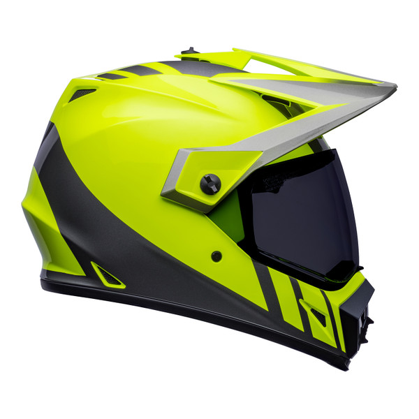 Bell MX 2023 MX-9 Adventure Mips Adult Helmet (Dash Hi-Viz Yellow/Grey) Side Right Dark Visor