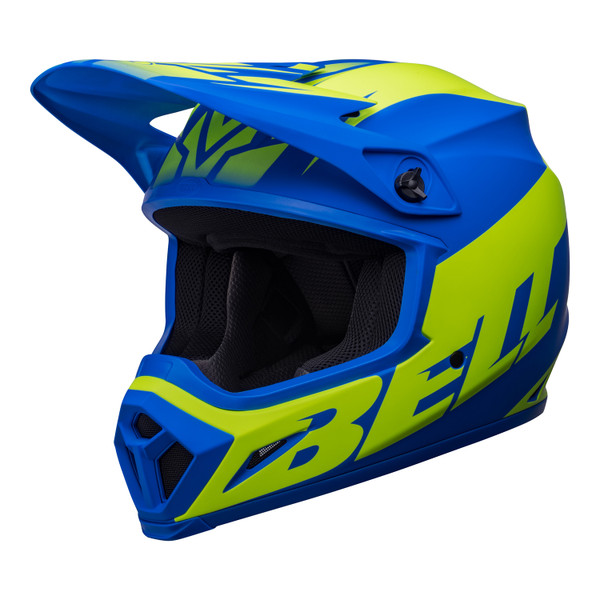 Bell MX 2023 MX-9 Mips Adult Helmet (Disrupt Matte Classic Blue/Hi-Viz Yellow) Front Left