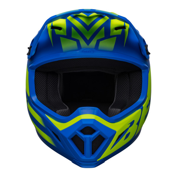 Bell MX 2023 MX-9 Mips Adult Helmet (Disrupt Matte Classic Blue/Hi-Viz Yellow) Front