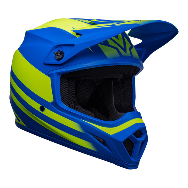 Bell MX 2023 MX-9 Mips Adult Helmet (Disrupt Matte Classic Blue/Hi-Viz Yellow) Front Right