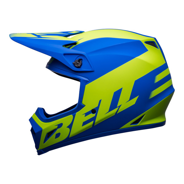 Bell MX 2023 MX-9 Mips Adult Helmet (Disrupt Matte Classic Blue/Hi-Viz Yellow) Side Left