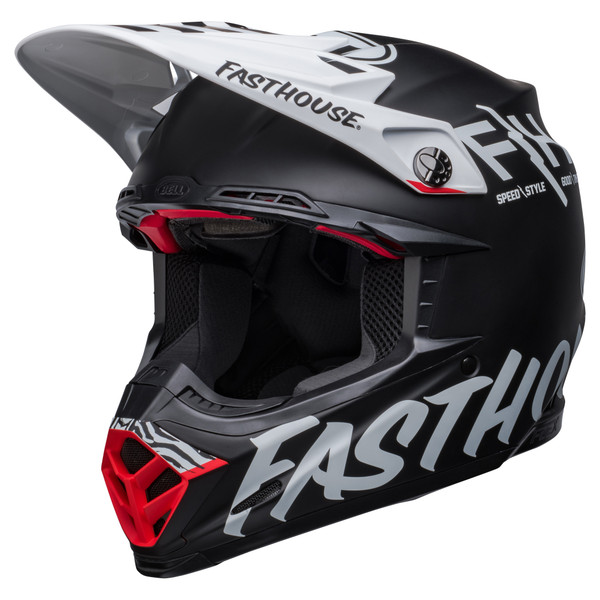 Bell MX 2023 Moto-9S Flex Adult Helmet (Fasthouse Matte Black/White) Front Left
