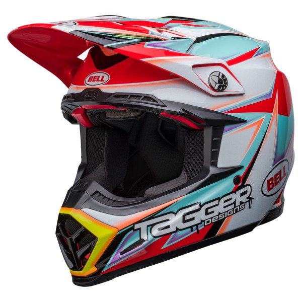Bell MX 2023 Moto-9S Flex Adult Helmet (Tagger White/Aqua) Front Left