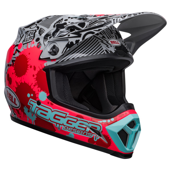 Bell MX 2023 MX-9 Mips Adult Helmet (Tagger Splatter Bright Red