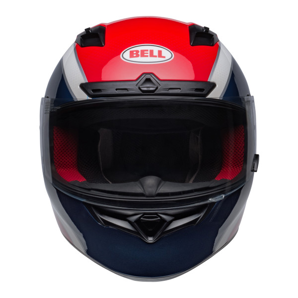 Bell Street 2023 Qualifier DLX MIPS Adult Helmet (Classic Navy/Red) Front Dark Visor