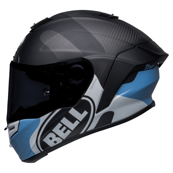 Bell Street 2023 Race Star Flex DLX Adult Helmet (Hello Cousteau Algae Matte Black/Blue) Side Left Dark Visor