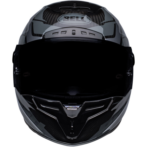 Bell Street 2023 Race Star Flex DLX Adult Helmet (Labyrinth Gloss Black/Grey) Front Dark Visor