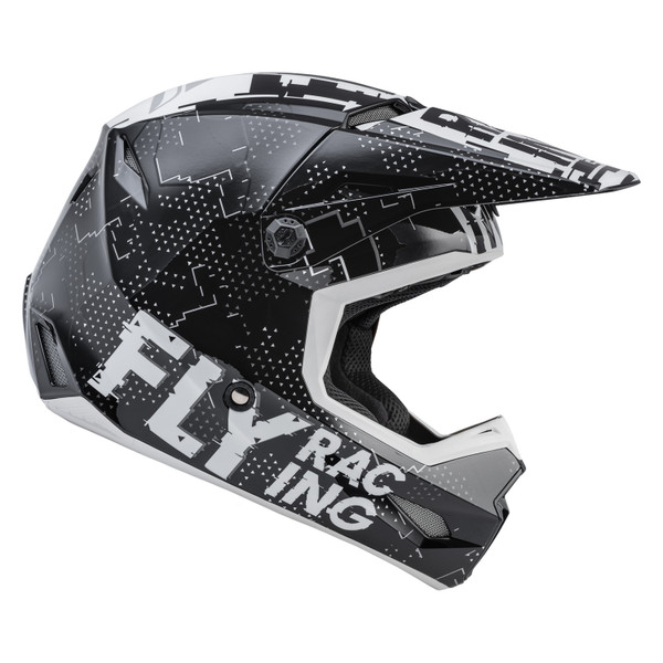 Fly Racing 2023 Kinetic Scan Youth Helmet (Black/White) Side Right