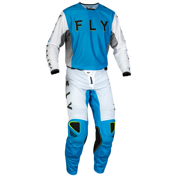 Fly Racing 2023.5 Kinetic Mesh Kore Adult Pants (Blue/White/Hi-Viz) Full Kit Front