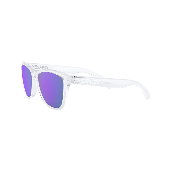 Oakley Frogskins Sunglasses (Polished Clear) Prizm Violet Lens Side Left 2