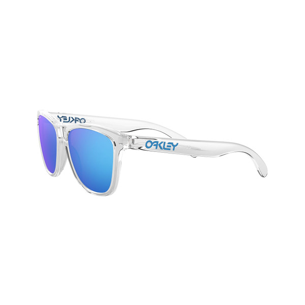 Oakley Frogskins Sunglasses Adult (Clear) Prizm Sapphire Lens Side Left 2