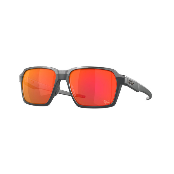 Oakley Parlay Sunglasses Adult (Moto GP Carbon) Prizm Ruby Lens Front Left
