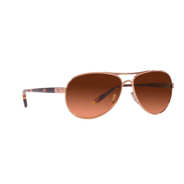 Oakley Feedback Sunglasses Women (Rose Gold) Prizm Brown Gradient Front Right