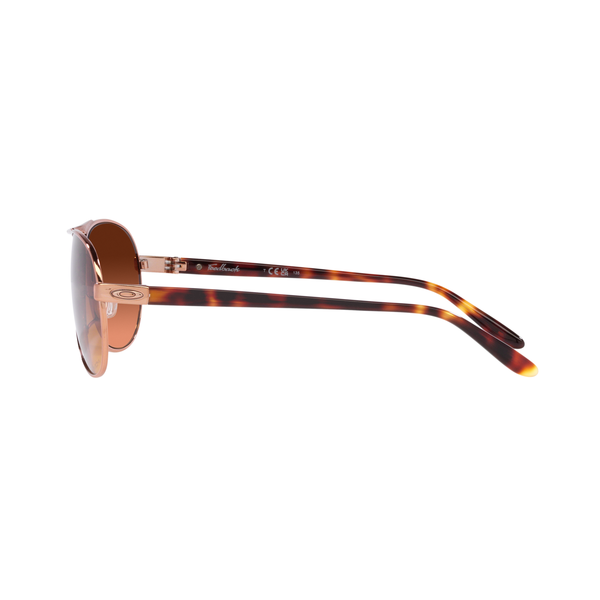 Oakley Feedback Sunglasses Women (Rose Gold) Prizm Brown Gradient Side Left