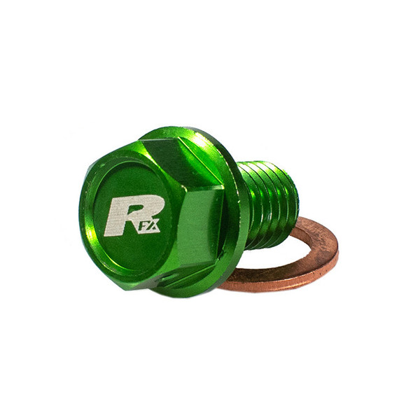 RFX Pro Magnetic Drain Bolt (Green) [M8 x 16mm x 1.5] Kawasaki KXF250 21-22 KXF450 19-22