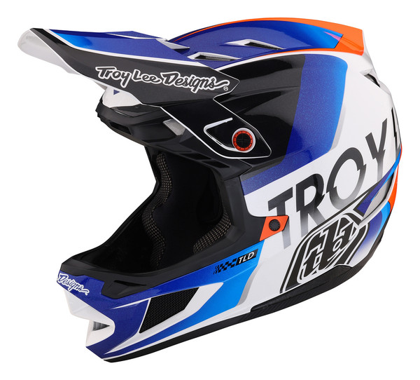 Troy Lee Designs D4 Composite Mips Helmet - Qualifier White / Blue