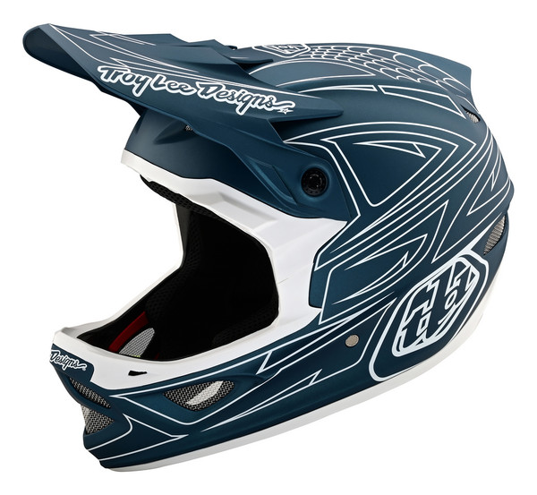 Troy Lee Designs D3 Fiberlite Helmet - Spiderstripe Blue