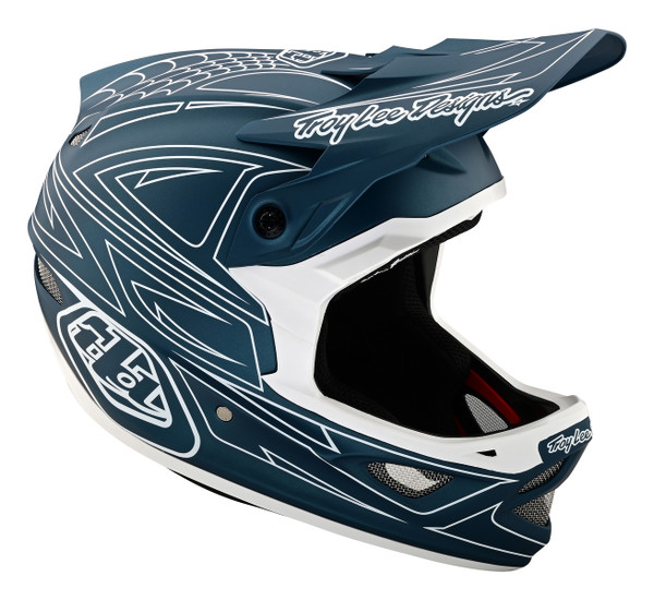 Troy Lee Designs D3 Fiberlite Helmet - Spiderstripe Blue