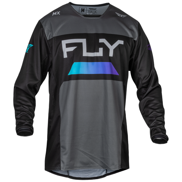 Fly Racing 2024 Kinetic Reload Jersey (Charcoal/Black/Blue Iridium) Front