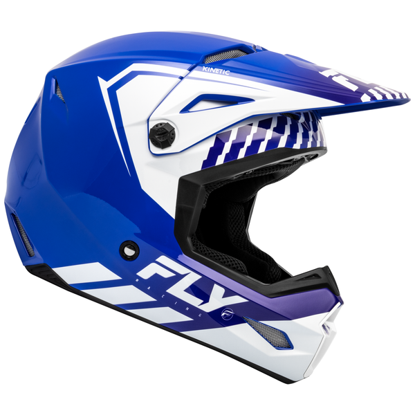 Fly Racing 2024 Kinetic Menace Youth Helmet (Blue/White) Side Right