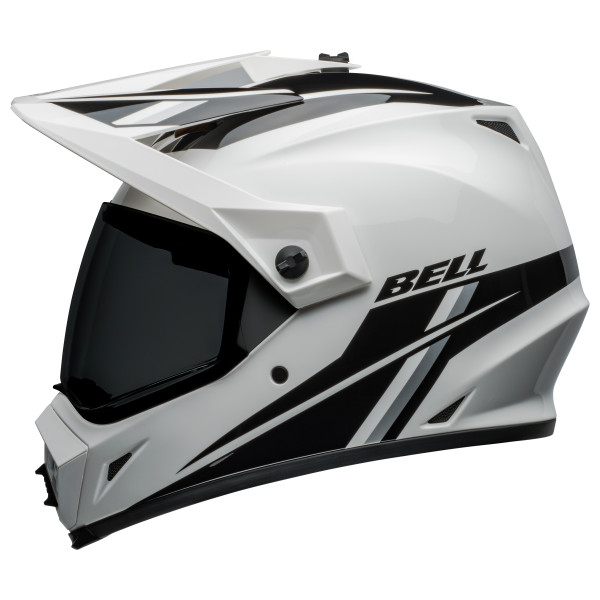 Bell MX 2024 MX-9 Adventure Mips Adult Helmet (Alpine White/Black) Side Left Dark Visor