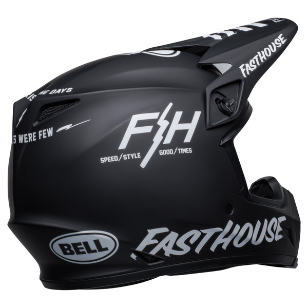 Bell MX 2023 MX-9 Mips Adult Helmet (Fasthouse Prospect Matte Black/White) Back Right