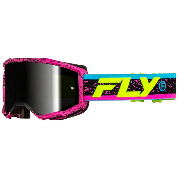 Fly Racing Zone Goggle (Pink/Black/Hi-Viz) with Black Mirror/Smoke Lens