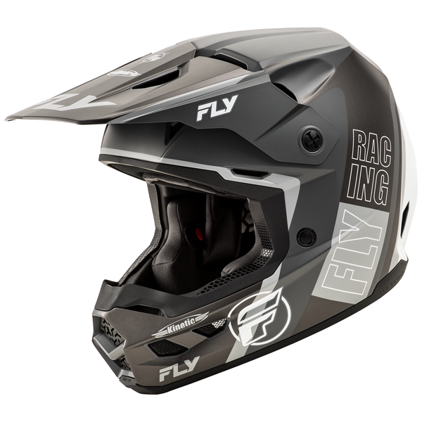 Fly Racing 2025 Kinetic Rally Helmet (Matte Grey/Black/White)