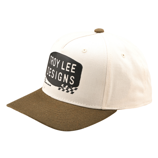 Troy Lee Designs Stamp Curved Snapback Cap Vintage White / Olive