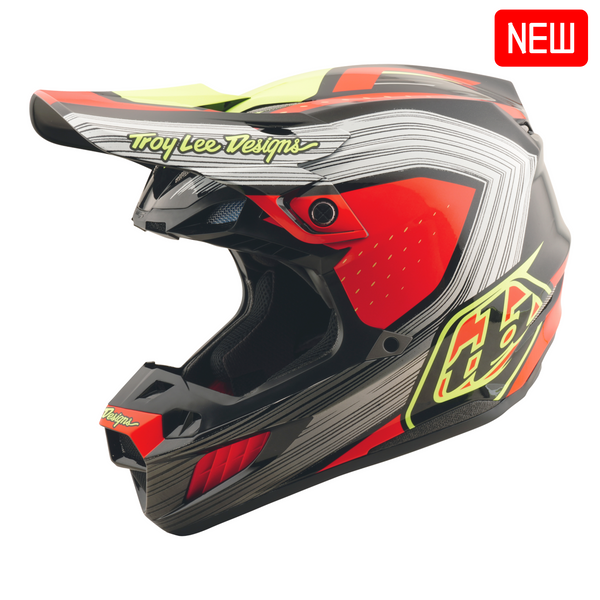 Troy Lee Designs 2025 Fall SE5 Composite Helmet - Stripes Black / Infra Red