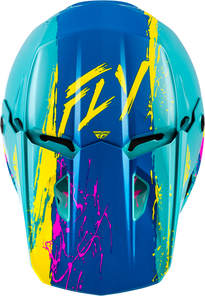 Kinetic Youth Drip Helmet Turquoise/Pink/Yellow