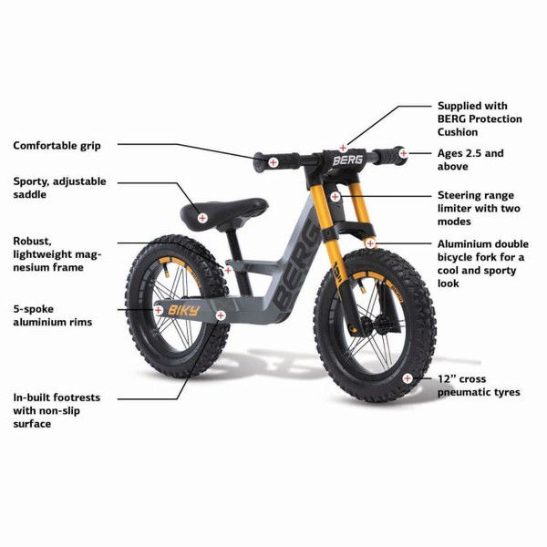 Berg Biky Cross Kids Balance Bike - Grey