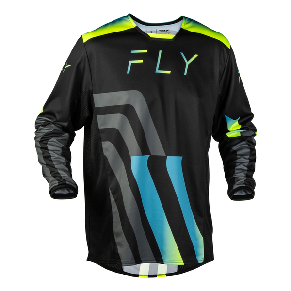 Fly Racing Kinetic Volt Jersey - Black / Grey / Teal / Yellow