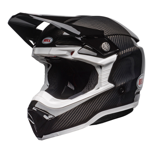 Bell MX 2023 Moto-10 Spherical Mips Adult Helmet (Gloss Black Carbon/White) Front Left