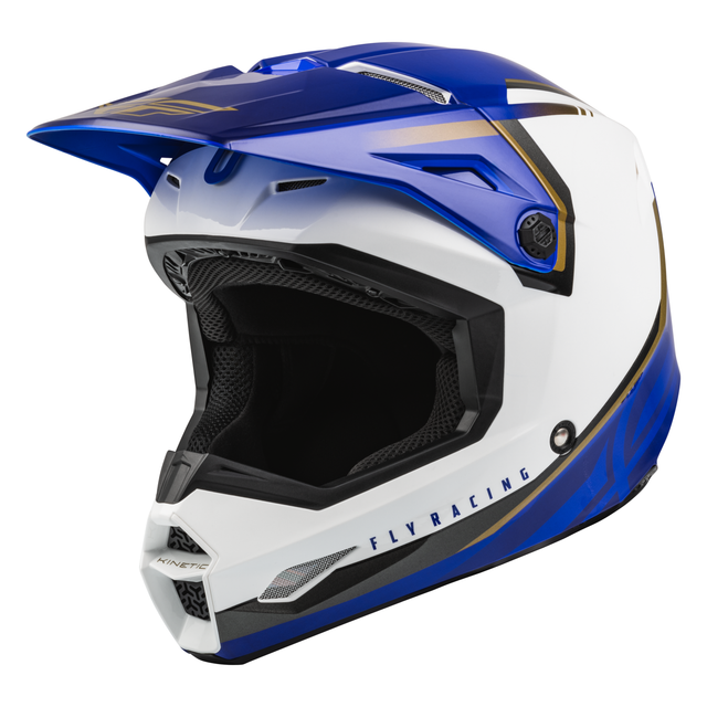 Fly Racing 2023 Kinetic Vision Adult Helmet (White/Blue) Front Left