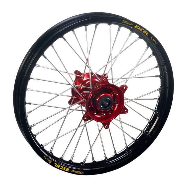 Haan Front Wheel Black Rim/Red Hub (21 x 1.60) Fantic XX/XE/XXF/XEF All 21-22