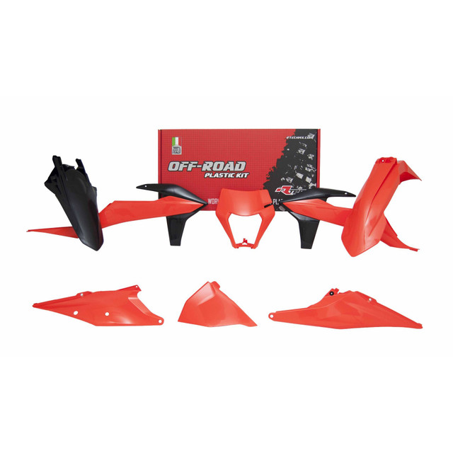 Rtech Plastic Kit (6pc) With Left Air Box Cover and Orange HL (K Orange-Black/OEM 20) KTM EXC/EXCF/XC-W125-500 20-22 Rtech Plastic Kit (6pc) With Left Air Box Cover and Orange HL (K Orange-Black/OEM 20) KTM EXC/EXCF/XC-W125-500 20-22