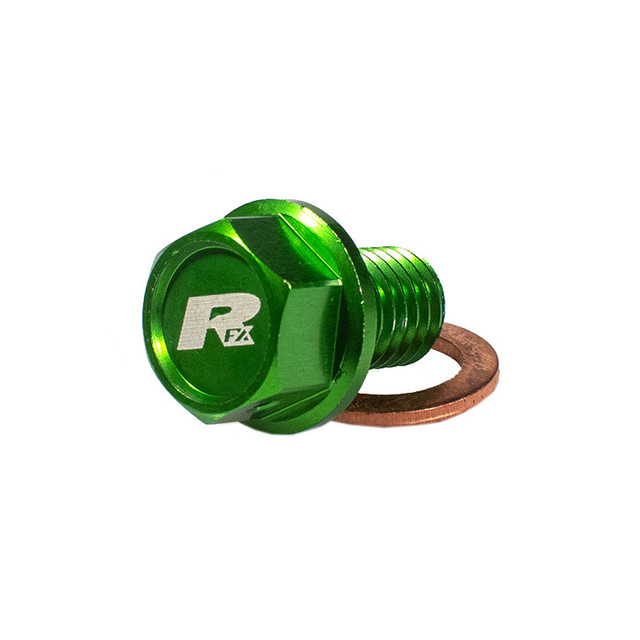 RFX Pro Magnetic Drain Bolt (Green) [M10 x 22mm x 1.5] Kawasaki KXF450 06-15 KLX450R 08-15