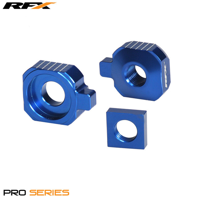 RFX Pro Rear Axle Adjuster Blocks (Blue) Sherco SE-R125 18-21 250/350 14-21 SEF-R250-450 10-21
