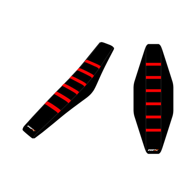 RFX Pro Ribbed Seat Cover Honda (Black Side/Black Top/Red Ribs) CRF R/RX250 18-21 450 17-20