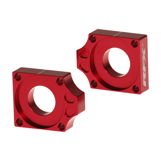 RFX Pro Rear Axle Adjuster Blocks (Red) Fantic XX/XE 22-23 Yamaha YZ125/250 09-23 YZF250/450 09-13