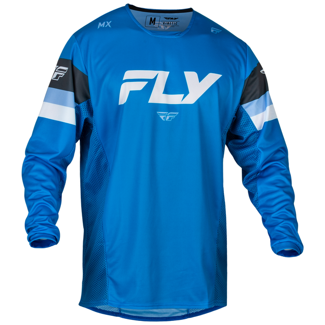 Fly Racing 2024 Youth Kinetic Prix Jersey (Bright Blue/Charcoal/White) Front